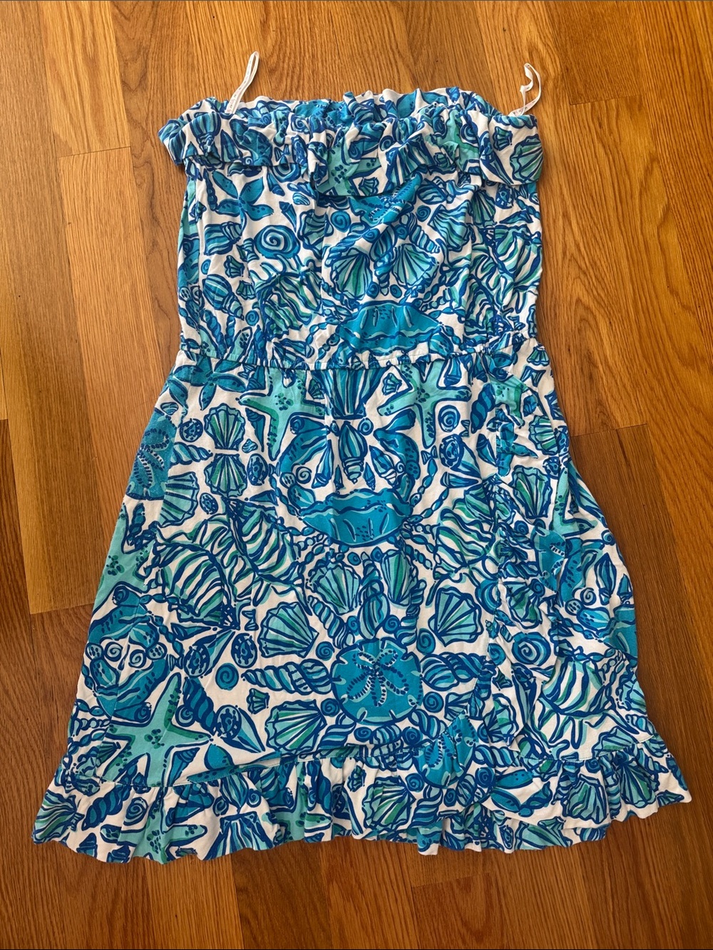 Woman’s Blue & Teal Shell-Print Sundress